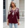 imageZeagoo 34 Length Sleeve Womens Tops Casual V Neck Shirts Soft Basic Tees Business Work BlousesRed Floral