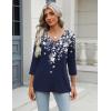 imageZeagoo 34 Length Sleeve Womens Tops Casual V Neck Shirts Soft Basic Tees Business Work BlousesWhite Flowersf103