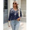 imageZeagoo 34 Length Sleeve Womens Tops Casual V Neck Shirts Soft Basic Tees Business Work BlousesWhite Flowersf103