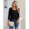 imageZeagoo 34 Sleeve Tops for Women Crew Neck Blouses Pleated Casual Shirts Fall Work Clothes 2025Black