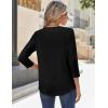 imageZeagoo 34 Sleeve Tops for Women Crew Neck Blouses Pleated Casual Shirts Fall Work Clothes 2025Black