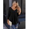 imageZeagoo 34 Sleeve Tops for Women Crew Neck Blouses Pleated Casual Shirts Fall Work Clothes 2025Black
