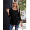 imageZeagoo 34 Sleeve Tops for Women Crew Neck Blouses Pleated Casual Shirts Fall Work Clothes 2025Black