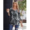 imageZeagoo 34 Sleeve Tops for Women Crew Neck Blouses Pleated Casual Shirts Fall Work Clothes 2025Black White 2