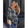 imageZeagoo 34 Sleeve Tops for Women Crew Neck Blouses Pleated Casual Shirts Fall Work Clothes 2025Black White 2