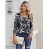 imageZeagoo 34 Sleeve Tops for Women Crew Neck Blouses Pleated Casual Shirts Fall Work Clothes 2025Black White 2