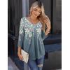 imageZeagoo 34 Sleeve Tops for Women Crew Neck Blouses Pleated Casual Shirts Fall Work Clothes 2025Floral Blue