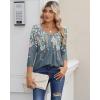 imageZeagoo 34 Sleeve Tops for Women Crew Neck Blouses Pleated Casual Shirts Fall Work Clothes 2025Floral Blue
