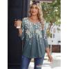 imageZeagoo 34 Sleeve Tops for Women Crew Neck Blouses Pleated Casual Shirts Fall Work Clothes 2025Floral Blue