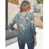 imageZeagoo 34 Sleeve Tops for Women Crew Neck Blouses Pleated Casual Shirts Fall Work Clothes 2025Floral Blue