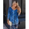 imageZeagoo 34 Sleeve Tops for Women Crew Neck Blouses Pleated Casual Shirts Fall Work Clothes 2025Floral Navy