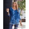 imageZeagoo 34 Sleeve Tops for Women Crew Neck Blouses Pleated Casual Shirts Fall Work Clothes 2025Floral Navy