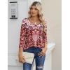 imageZeagoo 34 Sleeve Tops for Women Crew Neck Blouses Pleated Casual Shirts Fall Work Clothes 2025Floral Red