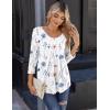 imageZeagoo 34 Sleeve Tops for Women Crew Neck Blouses Pleated Casual Shirts Fall Work Clothes 2025Floral White