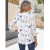 imageZeagoo 34 Sleeve Tops for Women Crew Neck Blouses Pleated Casual Shirts Fall Work Clothes 2025Floral White