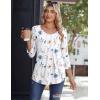 imageZeagoo 34 Sleeve Tops for Women Crew Neck Blouses Pleated Casual Shirts Fall Work Clothes 2025Floral White