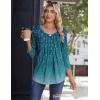 imageZeagoo 34 Sleeve Tops for Women Crew Neck Blouses Pleated Casual Shirts Fall Work Clothes 2025Leaf Blue