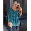 imageZeagoo 34 Sleeve Tops for Women Crew Neck Blouses Pleated Casual Shirts Fall Work Clothes 2025Leaf Blue
