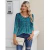 imageZeagoo 34 Sleeve Tops for Women Crew Neck Blouses Pleated Casual Shirts Fall Work Clothes 2025Leaf Blue