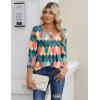 imageZeagoo 34 Sleeve Tops for Women Crew Neck Blouses Pleated Casual Shirts Fall Work Clothes 2025Multi 1