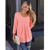 imageZeagoo 34 Sleeve Tops for Women Crew Neck Blouses Pleated Casual Shirts Fall Work Clothes 2025Pink