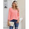 imageZeagoo 34 Sleeve Tops for Women Crew Neck Blouses Pleated Casual Shirts Fall Work Clothes 2025Pink