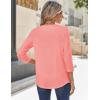 imageZeagoo 34 Sleeve Tops for Women Crew Neck Blouses Pleated Casual Shirts Fall Work Clothes 2025Pink