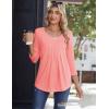 imageZeagoo 34 Sleeve Tops for Women Crew Neck Blouses Pleated Casual Shirts Fall Work Clothes 2025Pink