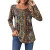 imageZeagoo Long Sleeve Shirts for Women Fall Fashion Dressy Casual Blouses Trendy Pleated Tunic Tops for Leggings 2025Amulticolormz721