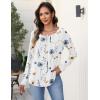 imageZeagoo Long Sleeve Shirts for Women Fall Fashion Dressy Casual Blouses Trendy Pleated Tunic Tops for Leggings 2025Awhite Flowerbf290
