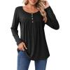imageZeagoo Long Sleeve Shirts for Women Fall Fashion Dressy Casual Blouses Trendy Pleated Tunic Tops for Leggings 2025Black