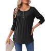 imageZeagoo Long Sleeve Shirts for Women Fall Fashion Dressy Casual Blouses Trendy Pleated Tunic Tops for Leggings 2025Black