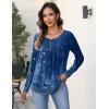 imageZeagoo Long Sleeve Shirts for Women Fall Fashion Dressy Casual Blouses Trendy Pleated Tunic Tops for Leggings 2025Blue Flowermz845