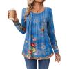 imageZeagoo Long Sleeve Shirts for Women Fall Fashion Dressy Casual Blouses Trendy Pleated Tunic Tops for Leggings 2025Blue Printmz876