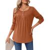 imageZeagoo Long Sleeve Shirts for Women Fall Fashion Dressy Casual Blouses Trendy Pleated Tunic Tops for Leggings 2025Caramel