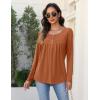 imageZeagoo Long Sleeve Shirts for Women Fall Fashion Dressy Casual Blouses Trendy Pleated Tunic Tops for Leggings 2025Caramel