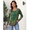 imageZeagoo Long Sleeve Shirts for Women Fall Fashion Dressy Casual Blouses Trendy Pleated Tunic Tops for Leggings 2025Green Flowermz839