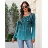 imageZeagoo Long Sleeve Shirts for Women Fall Fashion Dressy Casual Blouses Trendy Pleated Tunic Tops for Leggings 2025Green Leavexh363