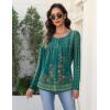 imageZeagoo Long Sleeve Shirts for Women Fall Fashion Dressy Casual Blouses Trendy Pleated Tunic Tops for Leggings 2025Green Printmz871