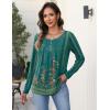 imageZeagoo Long Sleeve Shirts for Women Fall Fashion Dressy Casual Blouses Trendy Pleated Tunic Tops for Leggings 2025Green Printmz871