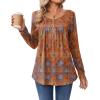 imageZeagoo Long Sleeve Shirts for Women Fall Fashion Dressy Casual Blouses Trendy Pleated Tunic Tops for Leggings 2025Orangemz836