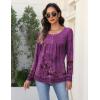 imageZeagoo Long Sleeve Shirts for Women Fall Fashion Dressy Casual Blouses Trendy Pleated Tunic Tops for Leggings 2025Purple Flowermz841