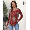 imageZeagoo Long Sleeve Shirts for Women Fall Fashion Dressy Casual Blouses Trendy Pleated Tunic Tops for Leggings 2025Red Printmz870