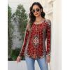 imageZeagoo Long Sleeve Shirts for Women Fall Fashion Dressy Casual Blouses Trendy Pleated Tunic Tops for Leggings 2025Red Printmz870