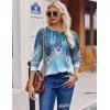 imageZeagoo Long Sleeve Shirts for Women Henley T Shirts Loose Fit Tunics Dressy Casual Work Blouses Fall Fashion TopsBlue Boho