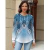 imageZeagoo Long Sleeve Shirts for Women Henley T Shirts Loose Fit Tunics Dressy Casual Work Blouses Fall Fashion TopsBlue Boho
