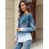 imageZeagoo Long Sleeve Shirts for Women Henley T Shirts Loose Fit Tunics Dressy Casual Work Blouses Fall Fashion TopsBlue Boho