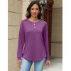 imageZeagoo Long Sleeve Shirts for Women Henley T Shirts Loose Fit Tunics Dressy Casual Work Blouses Fall Fashion TopsPurple