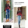 imageZeagoo Long Sleeve Shirts for Women Henley T Shirts Loose Fit Tunics Dressy Casual Work Blouses Fall Fashion TopsRed Boho