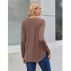 imageZeagoo Long Sleeve Tops for Women Casual V Neck Shirt Loose Fall Basic Tee Dressy Work Blouses 2025Brown